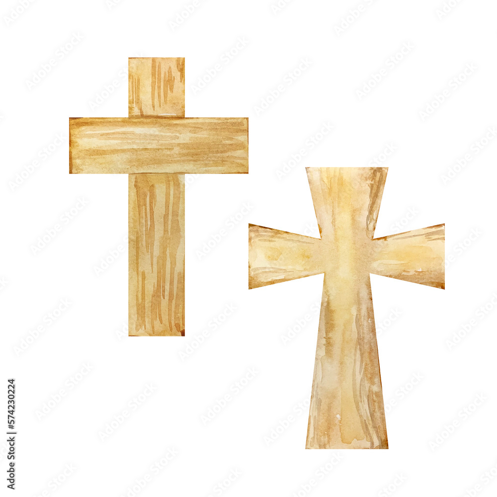 Watercolor crosses, Easter religious symbol