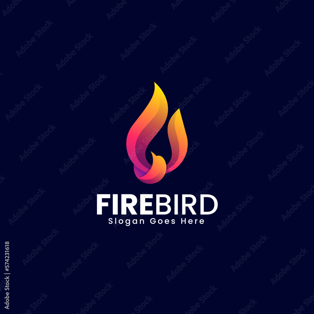 Fototapeta premium Vector Logo Illustration Fire Bird Gradient Colorful Style