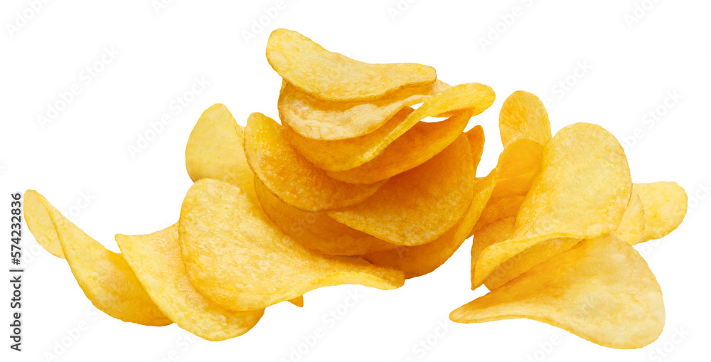 Delicious potato chips cut out Delicious potato chips cut out