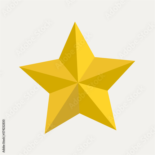 golden 3d star isolated on white background. Vector illustration Flat web design element for website or app.