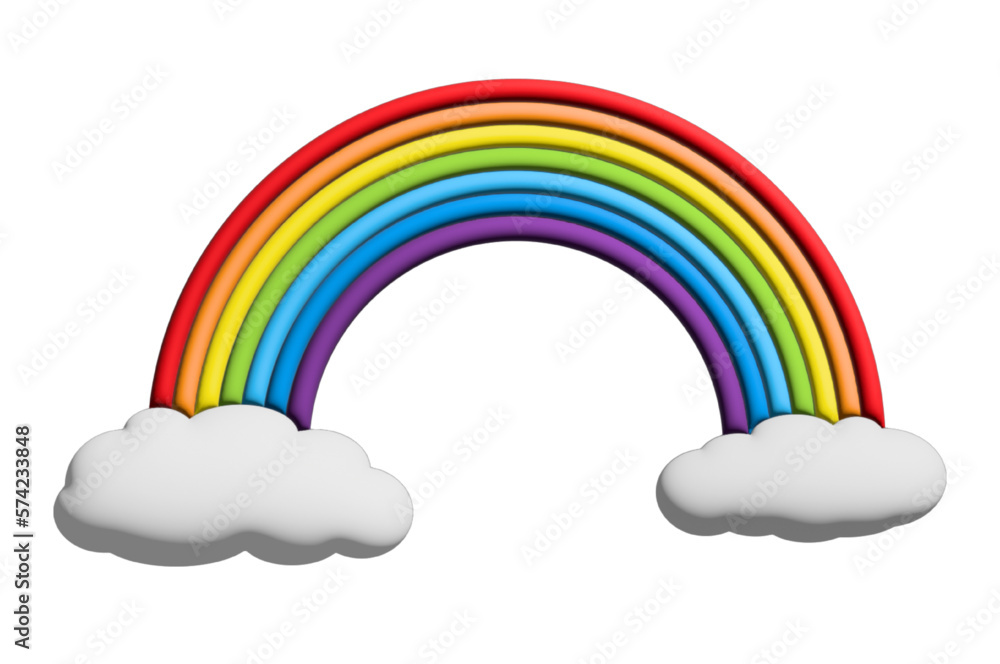3d rainbow and clouds, Colorful 3d rainbow in bright colors with clouds 3d rainbow and clouds, Colorful 3d rainbow in bright colors with clouds