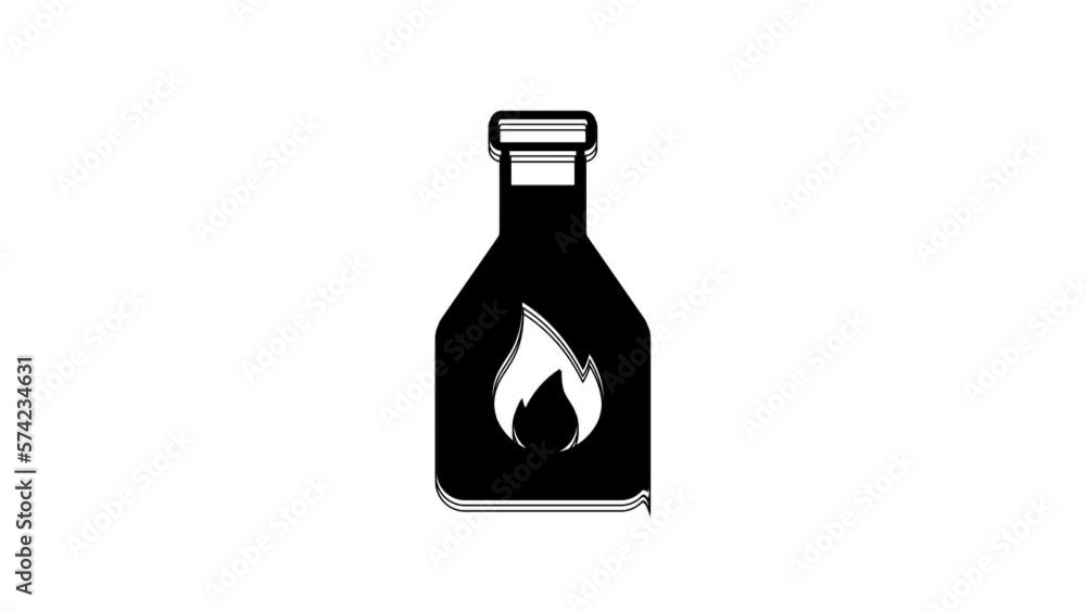 Black Ketchup bottle icon isolated on white background. 4K Video motion graphic animation Black Ketchup bottle icon isolated on white background. 4K Video motion graphic animation