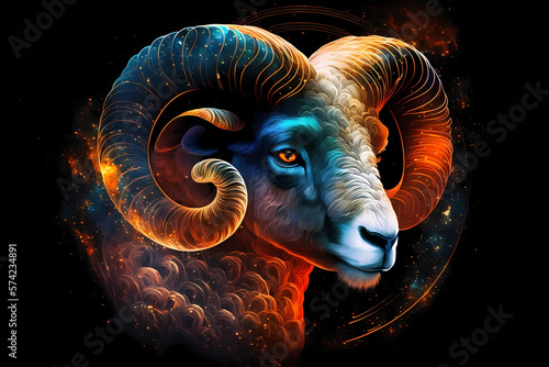 Aries magical zodiac sign astrology. Generative ai design. © Bildwasser