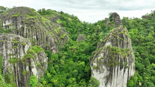 Aerial view of Nglanggeran ancient volcano, Indonesia. photo