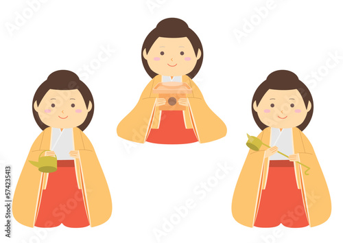 雛人形の三人官女のイラスト
