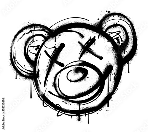 graffiti teddy bear illustration in street art style