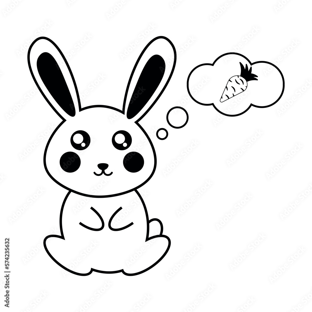 Rabbit thinking about carrots Rabbit thinking about carrots