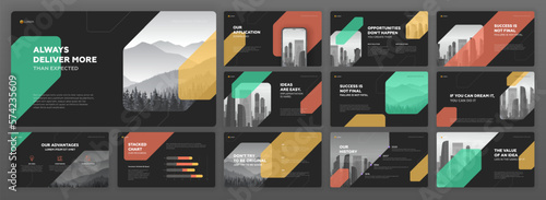 Creative Powerpoint presentation templates set. Use for modern Keynote presentation background, brochure design, website slider, landing page, annual report, Google slides template, company profile.