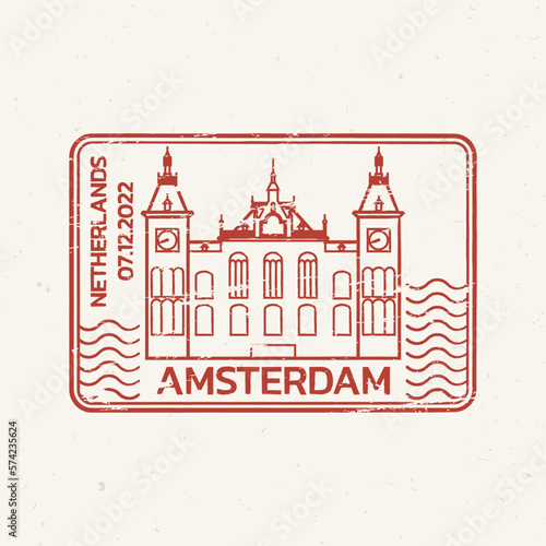 Photography Amsterdam rubber stamp design with grunge texture