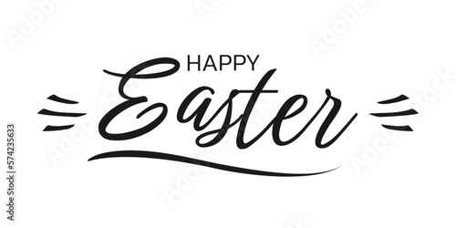 Happy Easter text. Calligraphy font, lettering template. Banner, greeting card typography design. Vector illustration.
