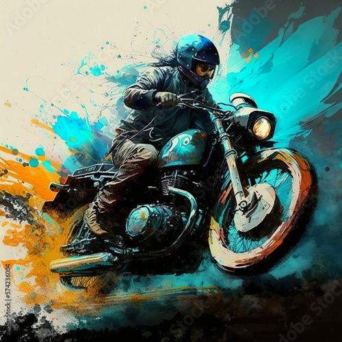 motorcycle in the colorful background