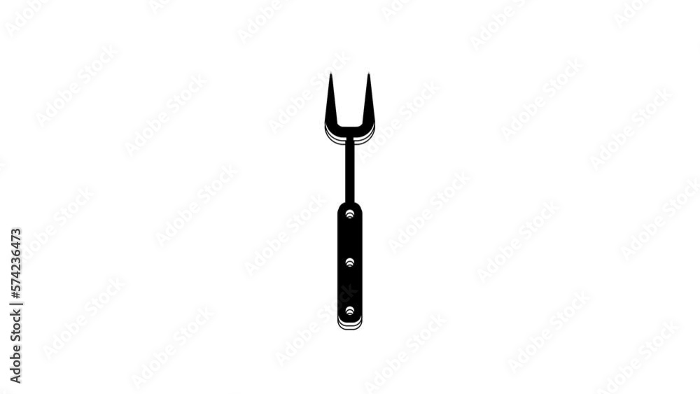 Black Barbecue fork icon isolated on white background. BBQ fork sign. Barbecue and grill tool. 4K Video motion graphic animation Black Barbecue fork icon isolated on white background. BBQ fork sign. Barbecue and grill tool. 4K Video motion graphic animation