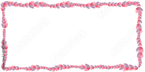 High resolution transparent png banner with frame of decorative painted lilac red flower petals as a border with a lot of blank space for your content 