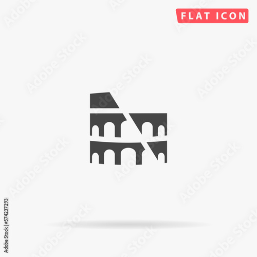 Colosseum flat vector icon. Hand drawn style design illustrations. © burntime555