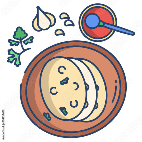 Outlined Naan roti icon