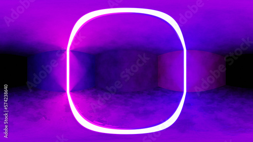 HDRI 360 panorama of abstract room with perimetr light. 3D render