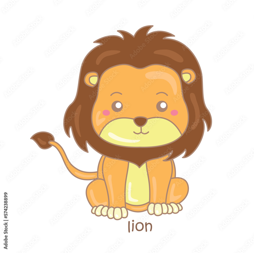 Obraz premium Vocabulary Alphabet L For Lion Illustration Vector Clipart
