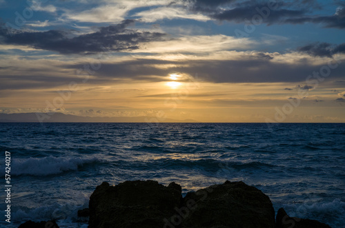 Relaxed sunset by the coast