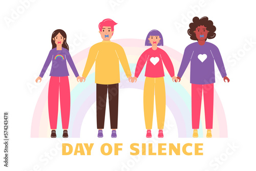 LGBT Day of Silence. A group of men and women holding hands