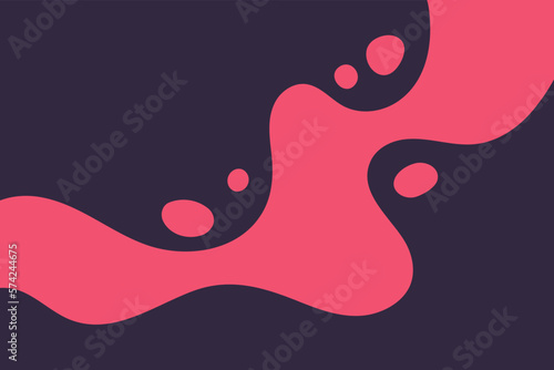 Abstract pink splash on black background. Dynamic, smooth wavy shapes decorative illustration.
