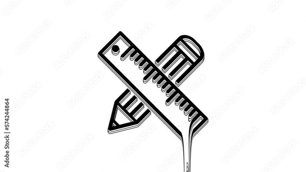 Black Crossed ruler and pencil icon isolated on white background. Straightedge symbol. Drawing and educational tools. 4K Video motion graphic animation Black Crossed ruler and pencil icon isolated on white background. Straightedge symbol. Drawing and educational tools. 4K Video motion graphic animation