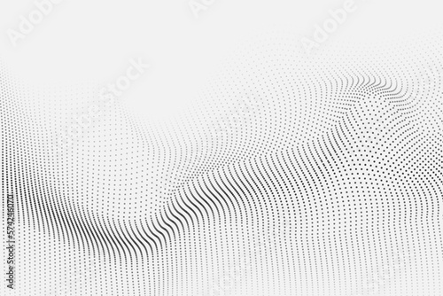 Fototapeta Naklejka Na Ścianę i Meble -  Abstract simple visualization of flowing curl particle waves background design in trendy cyberspace style