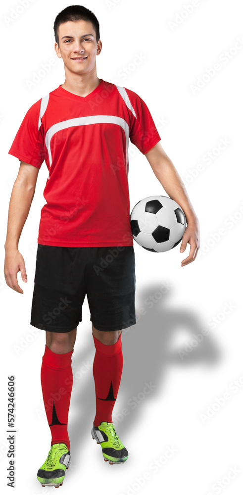 Portrait of a young professional soccer player.