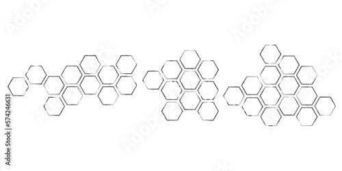 Honeycomb propolis doodle sketch set. Cell comb structure. Hand drawn honey. Natural organic. Stock vector black and white illustration on white background.