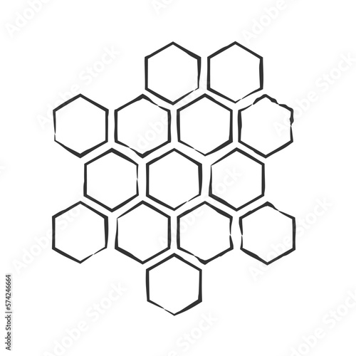 propolis honeycomb sketch. hand drawn grunge honey comb. Black and white image bee wax. Bee honey and propolis doodle vector icon illustration.