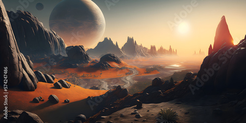Surface of a Exoplanet World. Generativ ai 