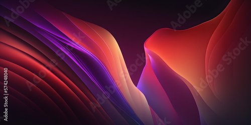 Dark Simple Smooth Wave Background, Modern Flow Gradient Orange Purple Blue colors - generativ ai banner