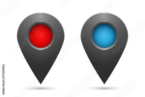 Realistic geolocation icons with colored inserts on a white background. A set of geolocation map pin code icons. Vector EPS 10.