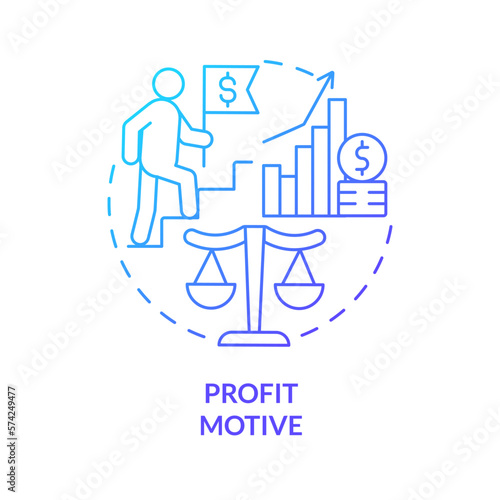 Profit motive blue gradient concept icon. Financial motivation of business. Private sector feature abstract idea thin line illustration. Isolated outline drawing. Myriad Pro-Bold font used