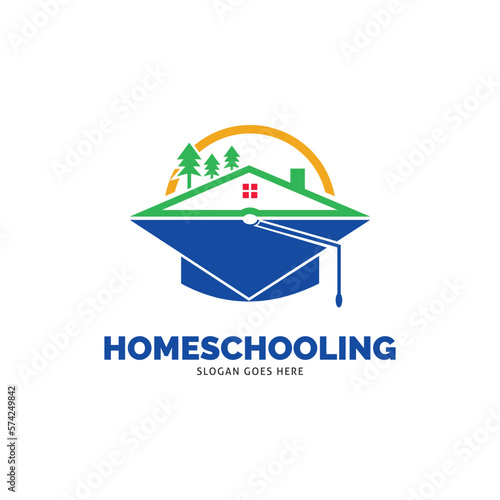 Homeschooling Icon Vector Logo Template Illustration Design