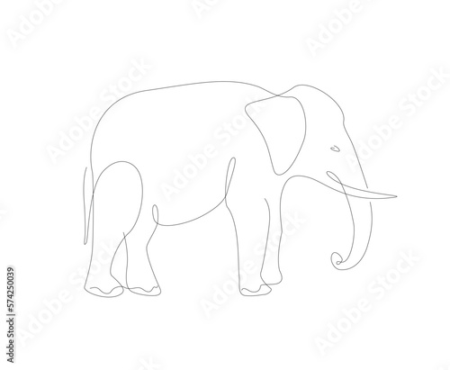 Elephant line art illustration. African animals single line.