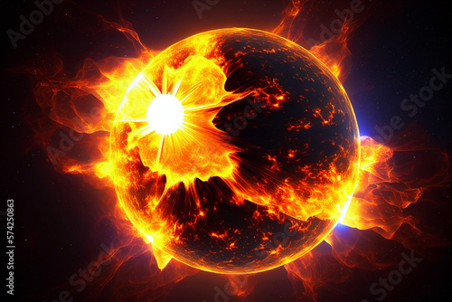 Sun with plasma bursts - Generative AI illustration