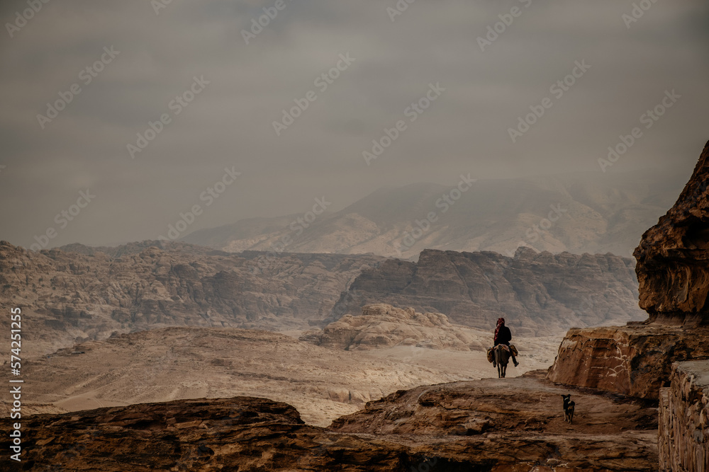 Arabic man on donkey in Jordan