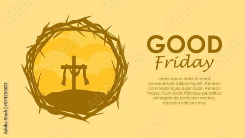 good friday banner template on yellow background