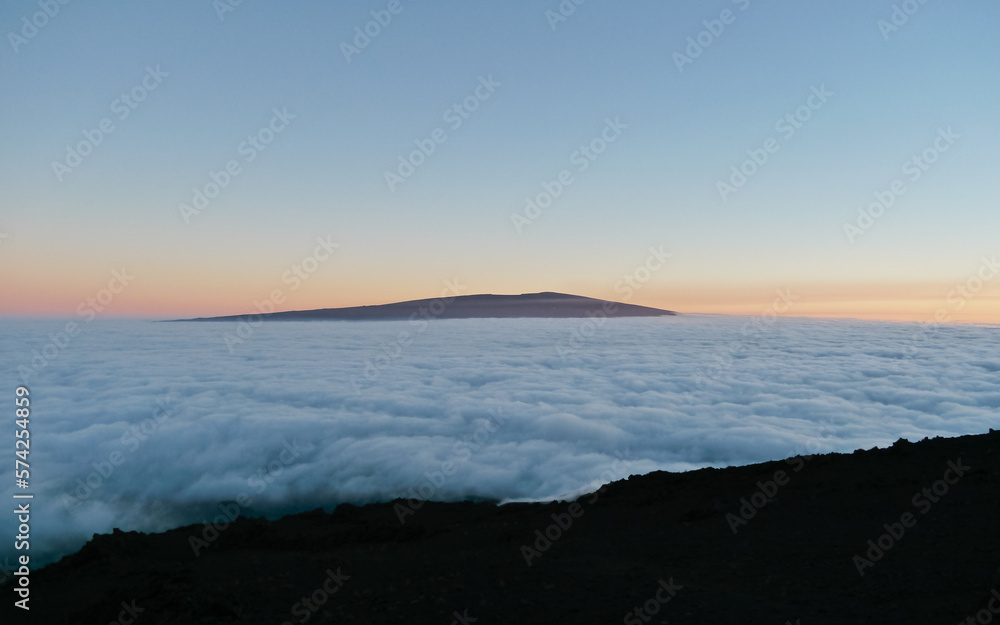 sunset atop Hawaii Big Island volcanoes