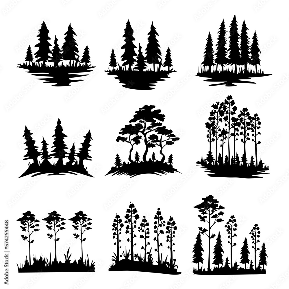 Hand-drawn unique trees bundle