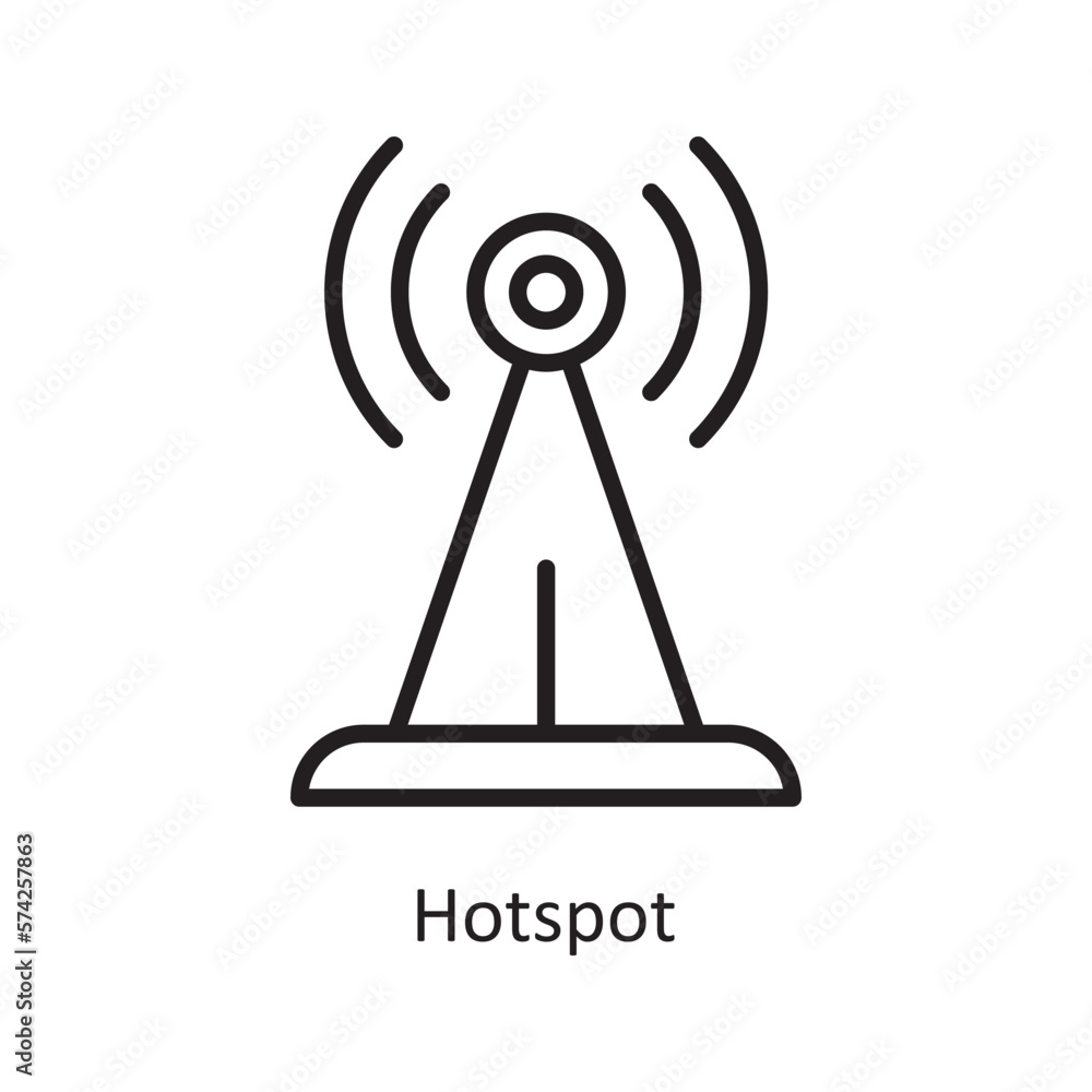 Hotspot Vector Outline icon Design illustration. Communication Symbol on White background EPS 10 File Hotspot Vector Outline icon Design illustration. Communication Symbol on White background EPS 10 File