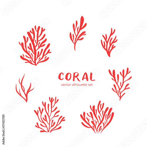 Coral vector illustration silhouette set