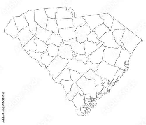 Highly Detailed South Carolina Blind Map.