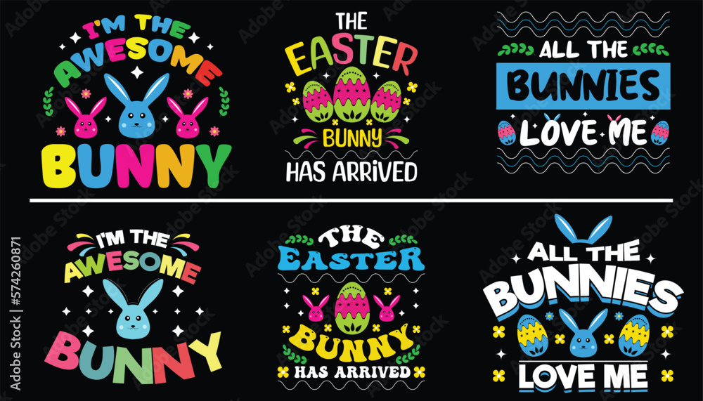 Obraz premium Easter day t-shirt design bundle, Easter Typography vector t-shirt design bundle, 