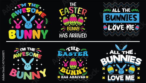 Easter day t-shirt design bundle, Easter Typography vector t-shirt design bundle, 