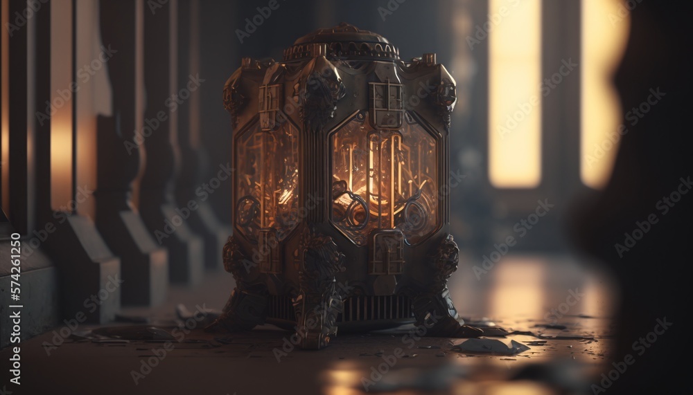 Alien Object on Display in a Museum Generated by AI Stock Illustration ...