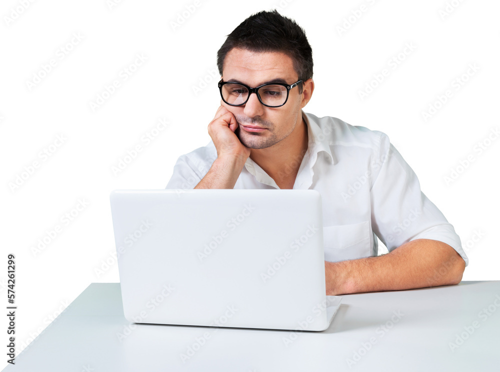 Happy young man working on a laptop Happy young man working on a laptop