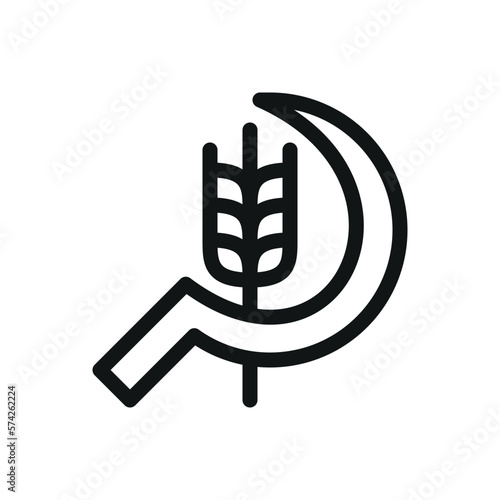 Sickle and wheat isolated icon, traditional harvesting vector symbol with editable stroke.