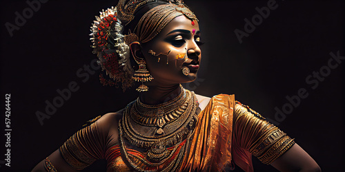 Indian fictional bharatnatyam dancer, generative AI photo