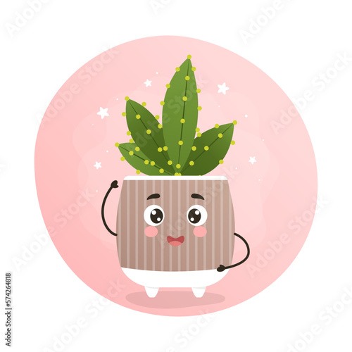 cute kawaii houseplant, kawaii cacti, a cactus in a pot, houseplant, home garden, gardening, plant lover, houseplant shop concept, greenhouse 